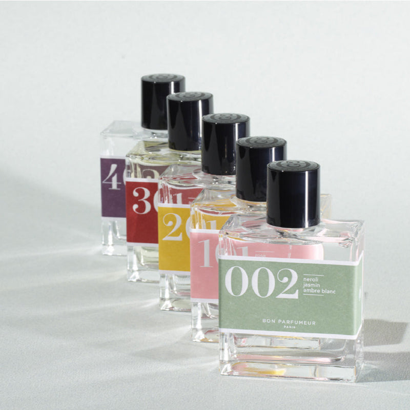 Bon Parfumeur Brand Visuals 10 Duftfamilen mit ausdrucksstarken Farben und einem einzigartigem Nummerierungskonzept