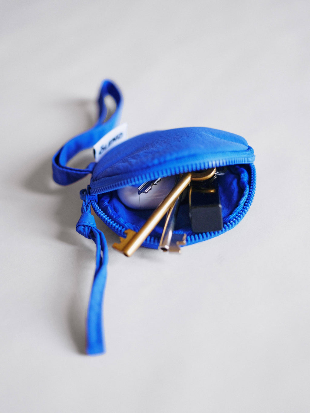 ÖLEND Circular Mini Purse - cotton navy stripe