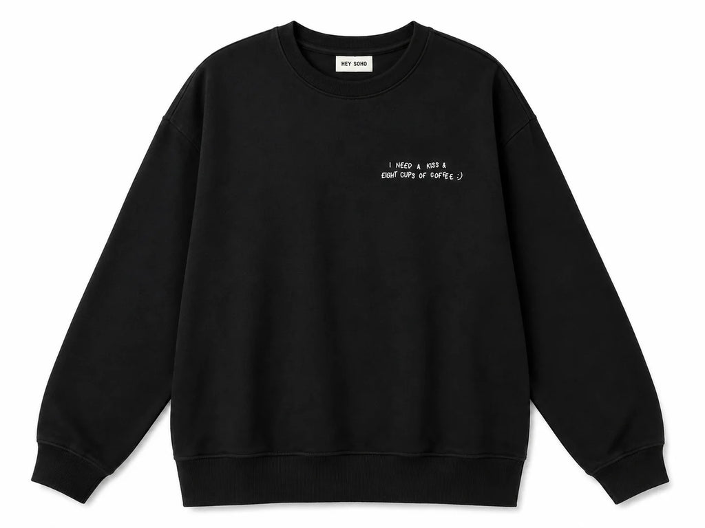HEY SOHO KISS & COFFEE SWEATSHIRT I black