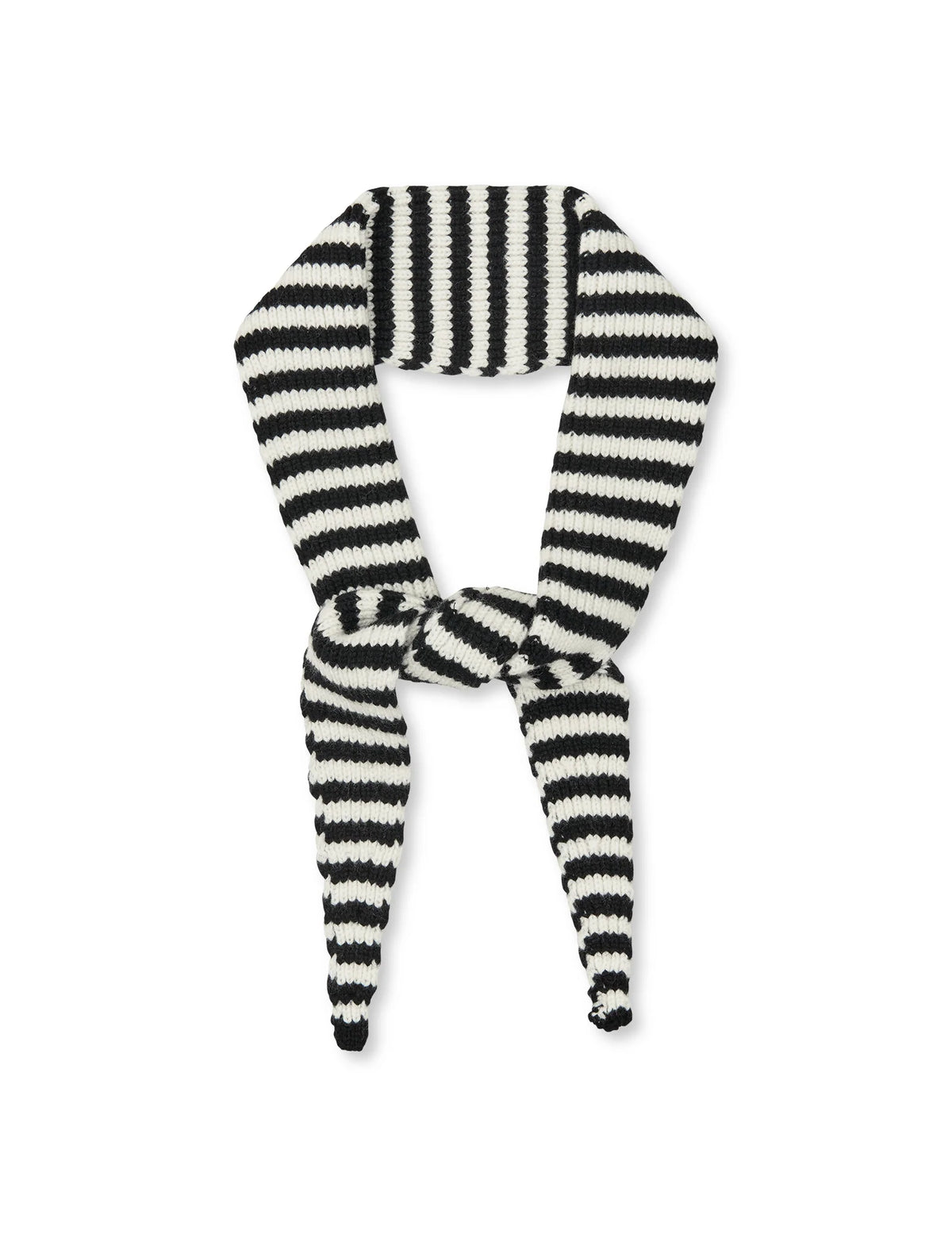 MADS NØRGAARD One Wool Momo Stripe Scarf - black/vanilla ice