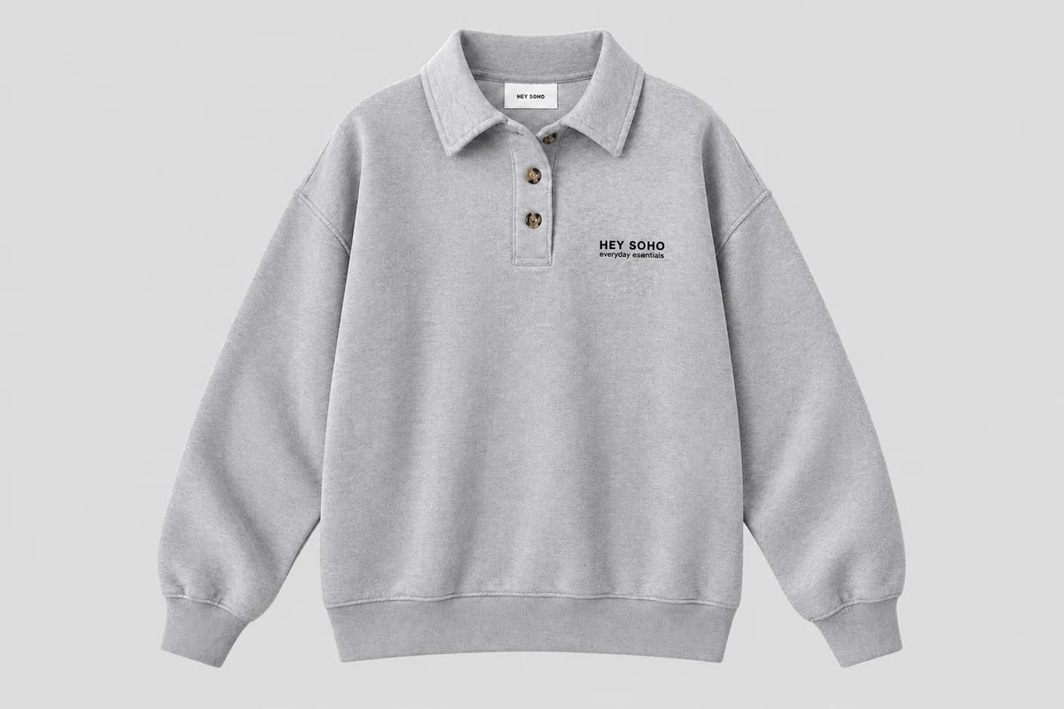 HEY SOHO POLO SWEATSHIRT I grey melange