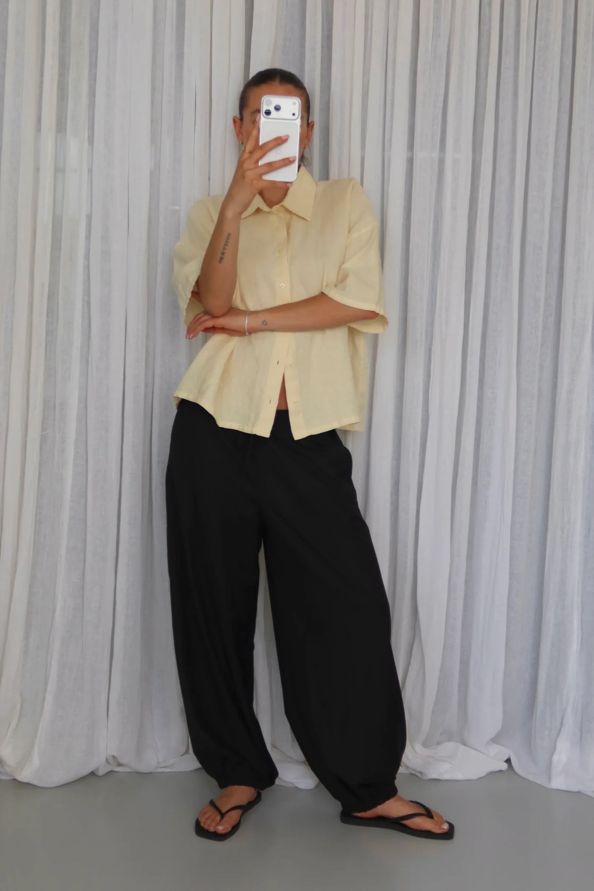SOHO STUDIOS TONI LINEN BLOUSE butter yellow