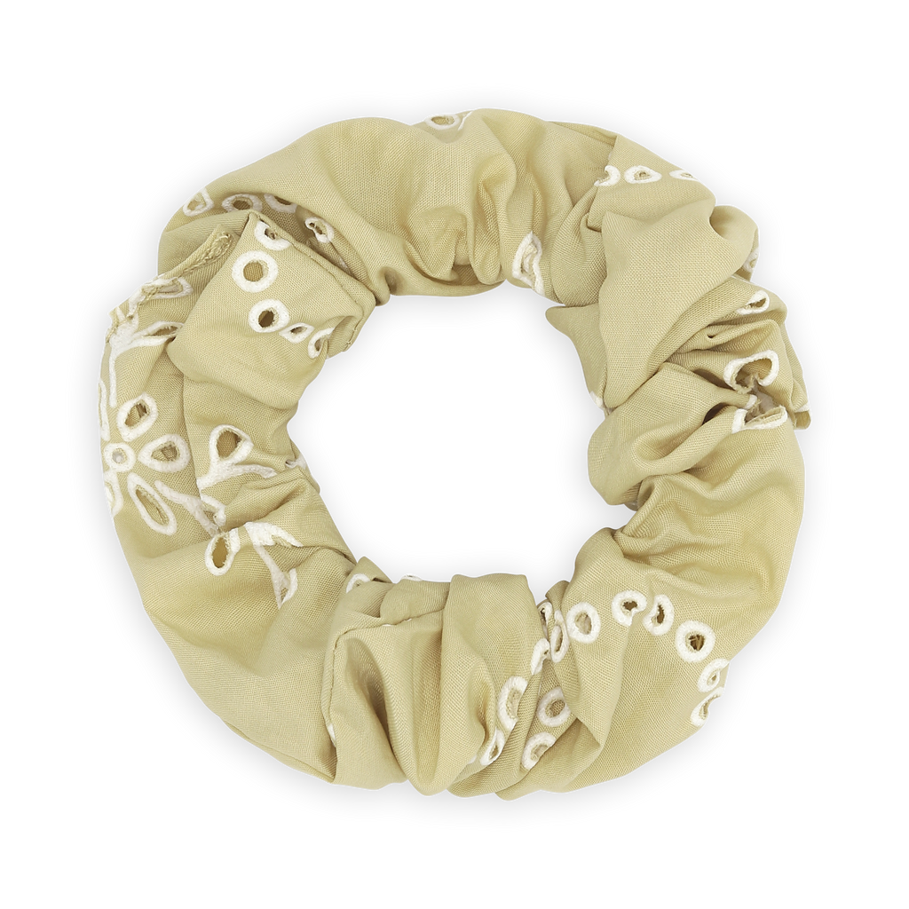 SUI AVA Floral Broderie Scrunchie - pistachio