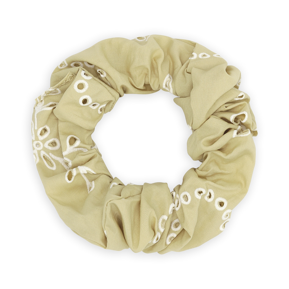 SUI AVA Floral Broderie Scrunchie - pistachio