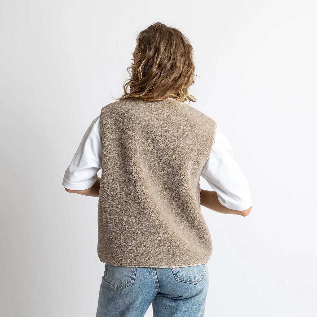 VIVI MARI Teddy Fleece Vest - mushroom