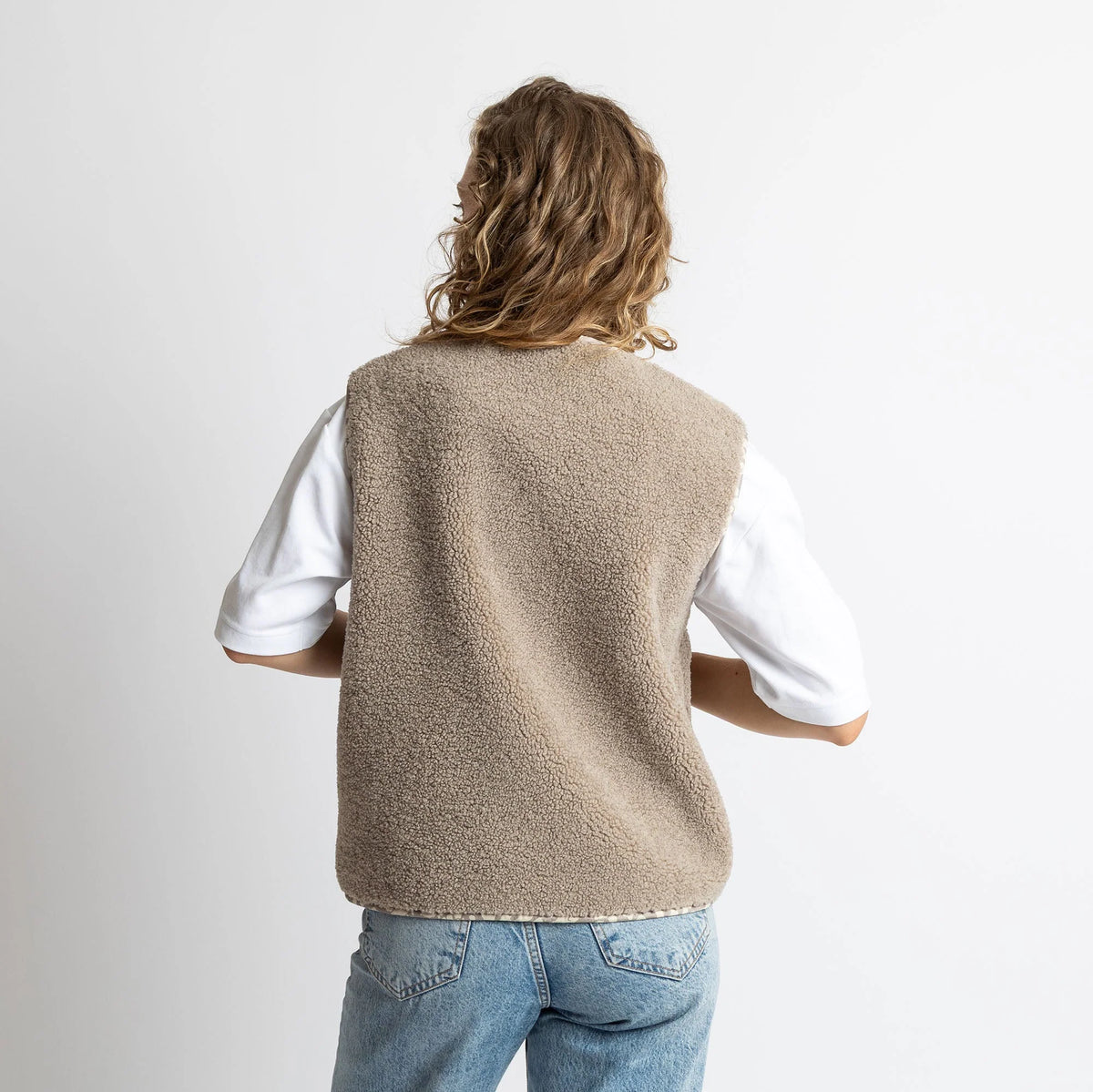 VIVI MARI Teddy Fleece Vest - mushroom