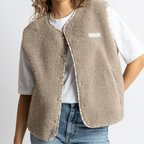 VIVI MARI Teddy Fleece Vest - mushroom