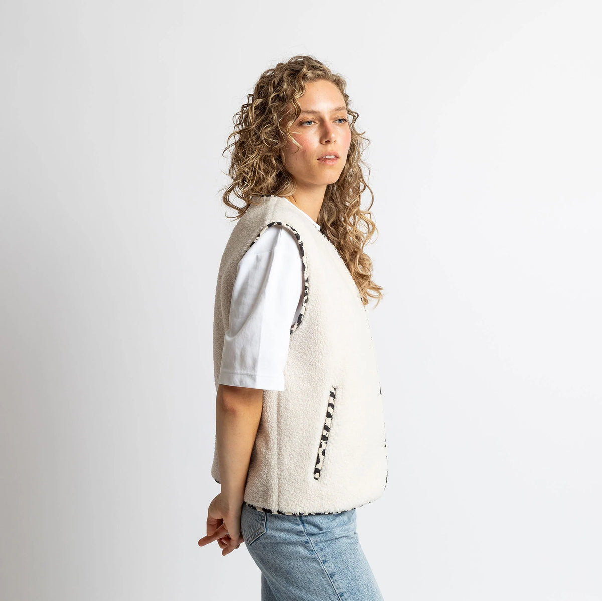 VIVI MARI Teddy Fleece Vest - sand